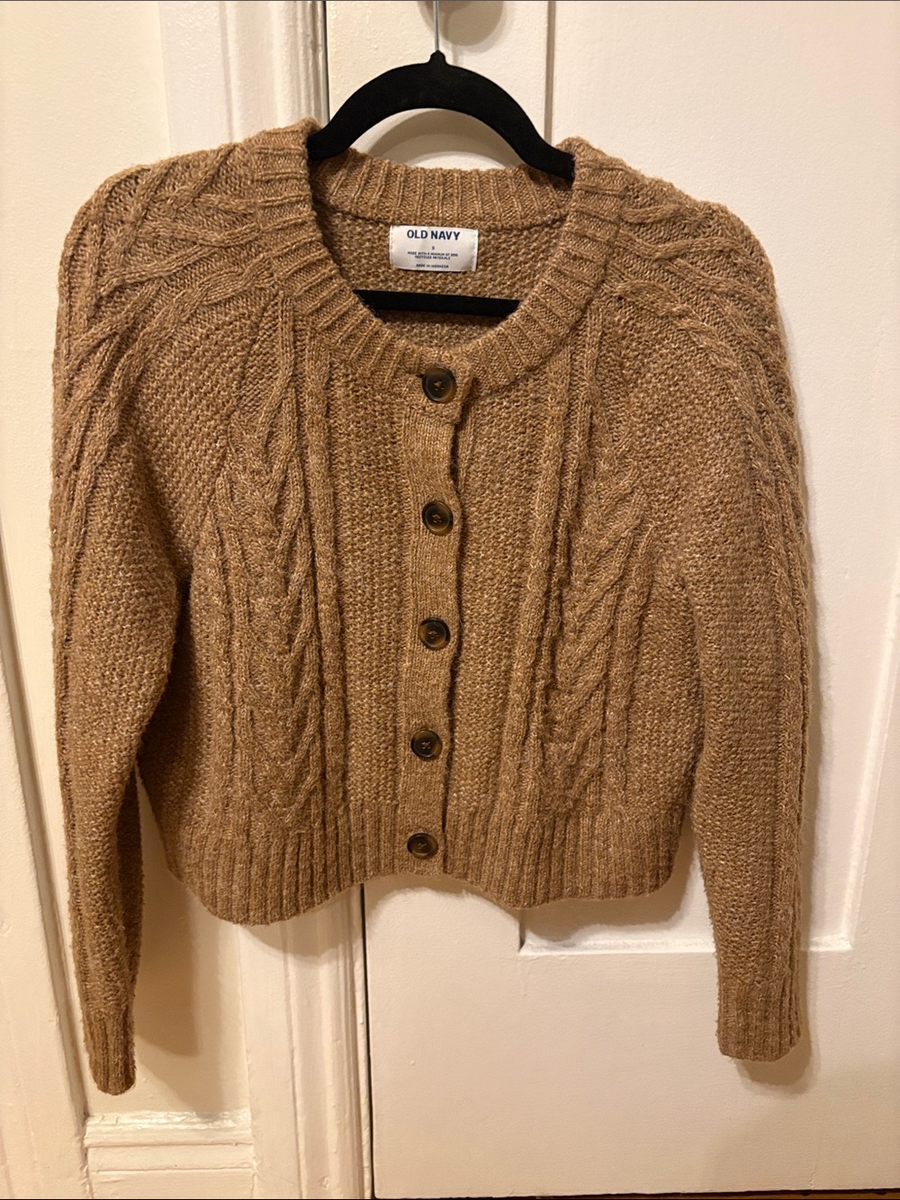 Old Navy Camel Cable-Knit Button Cardigan